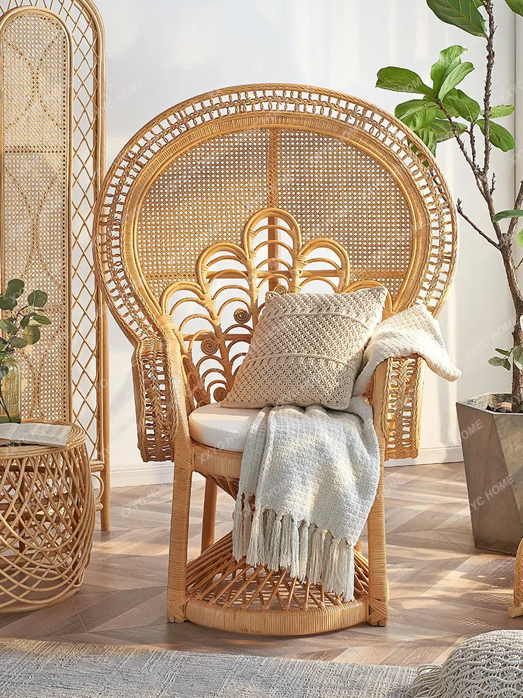 Real Rattan Chair Designer Shooting Rattan Furniture Art Creative Wedding Photography Props