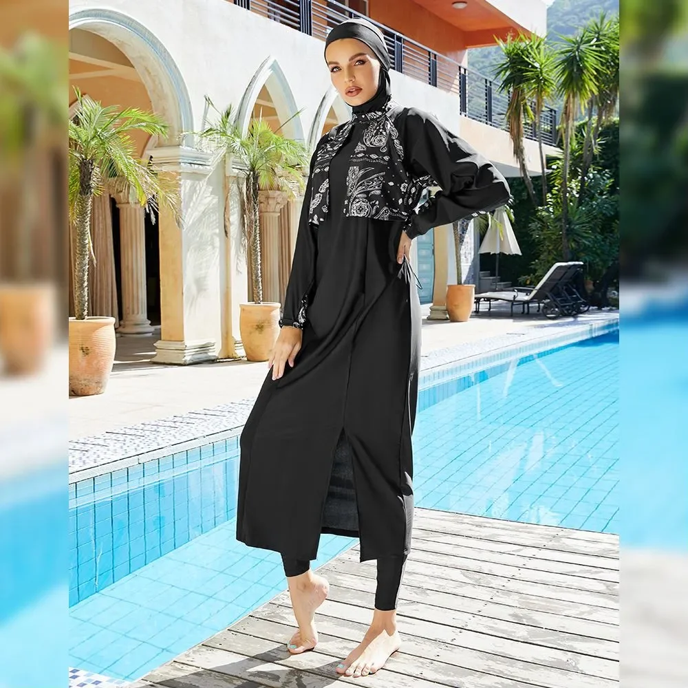 

Muslim Women Swimwear Full Cover Swimsuit Long Swim Dress Burkini Hijab Pants Set Islamic Swimming Costumes Modest Bathing Suit