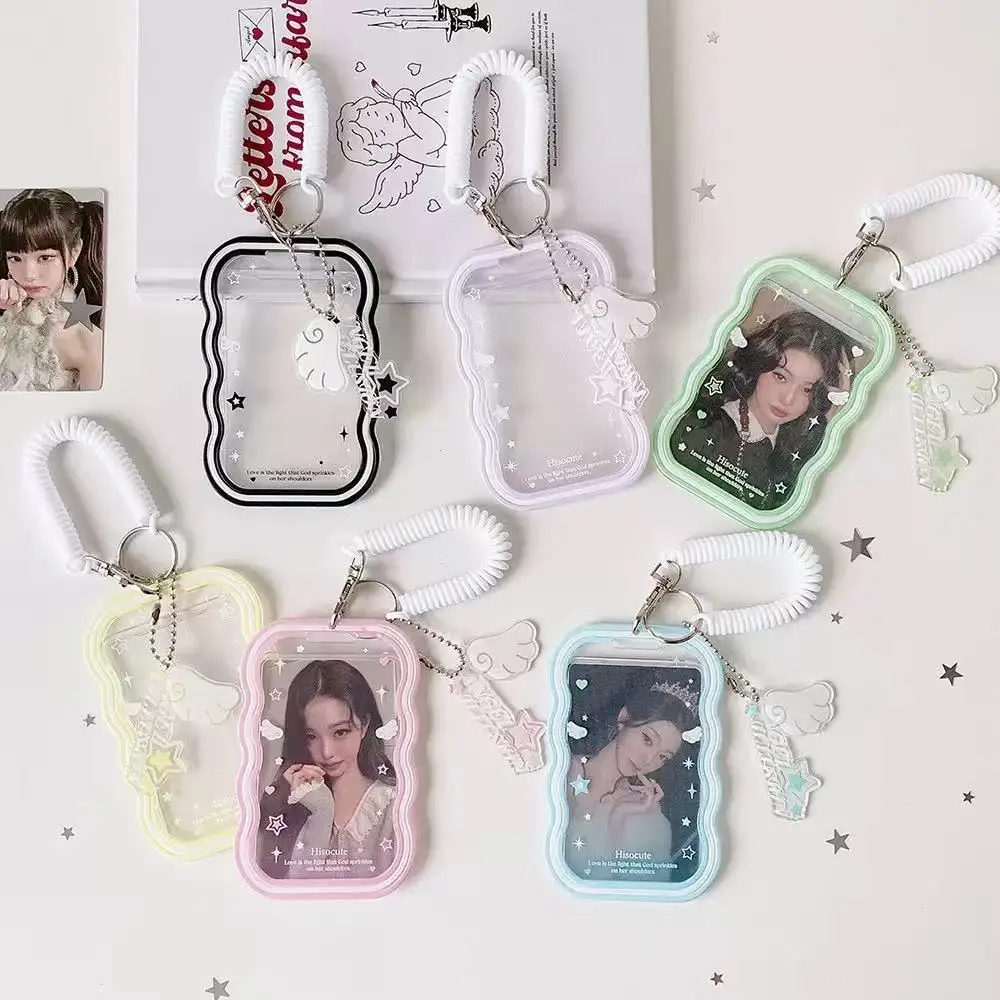 Kpop Fashion Simple Solid Color 3Inch Photo Card Holder Cute Idol Photo Storage Card Bag Elastic Rope Pendant Accessory Gift image 3