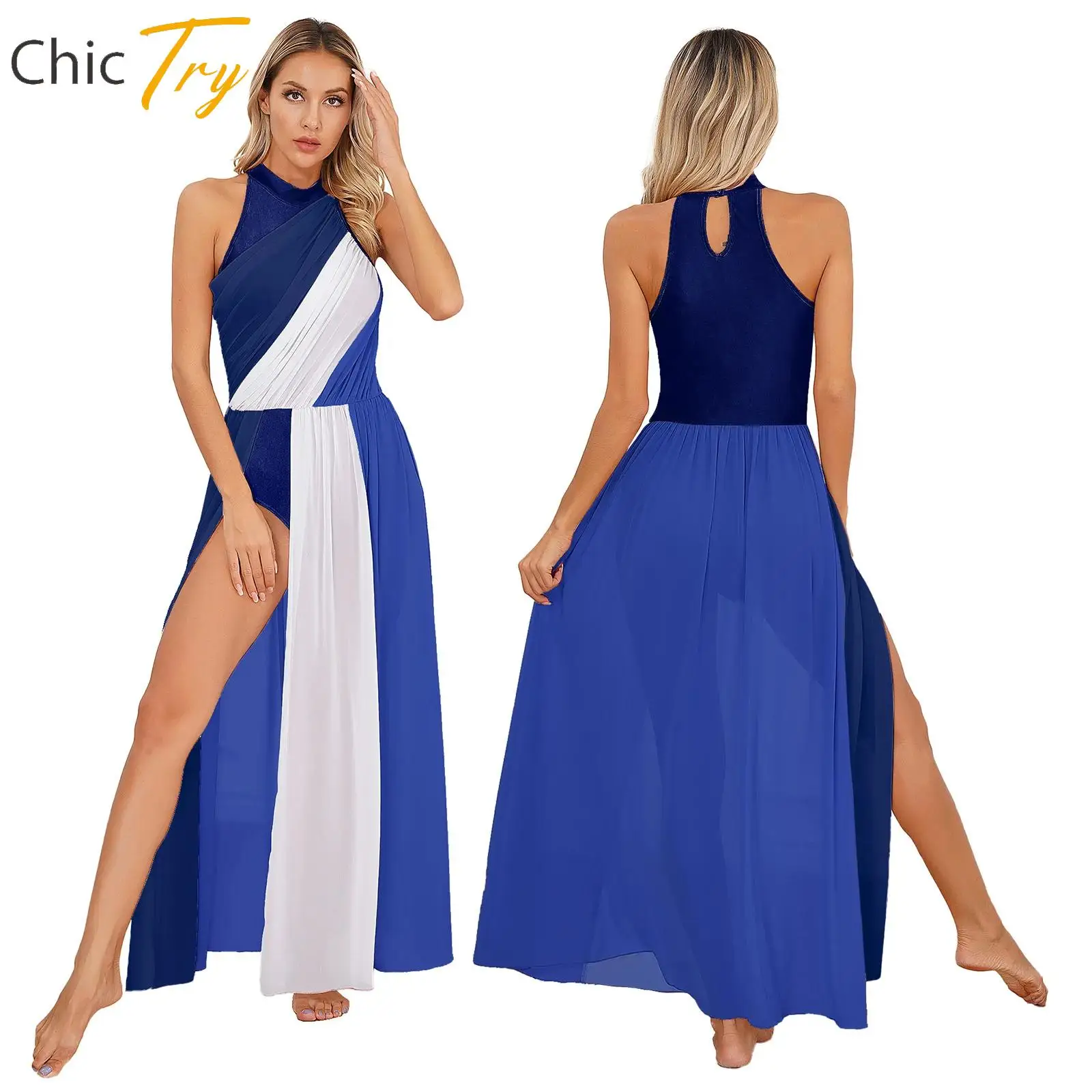 

Fashion Womens Contemporary Dance Dress Keyhole Back Sleeveless Dresses for ladies Modern Lyrical Dancing Performance Costumes