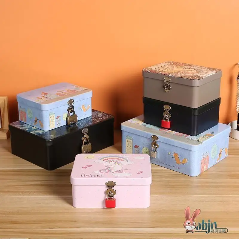 Fireproof And Anti-Theft Small Safe Box Elderly Storage Box with Key Lock Private Home Money Safe Deposit Box
