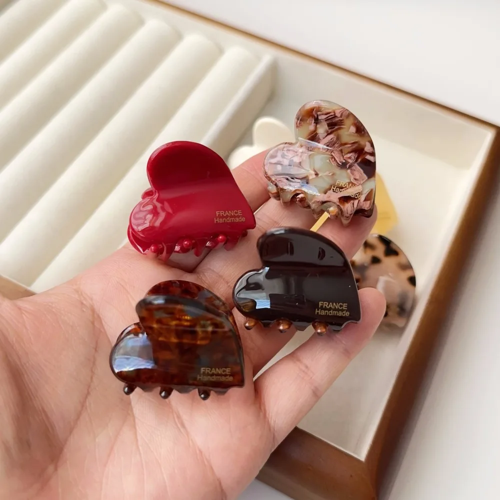 Retro ácido acético amor coração garra de cabelo y2k clipe lateral mini garra de cabelo acessórios para o cabelo acetato grampos de cabelo festa