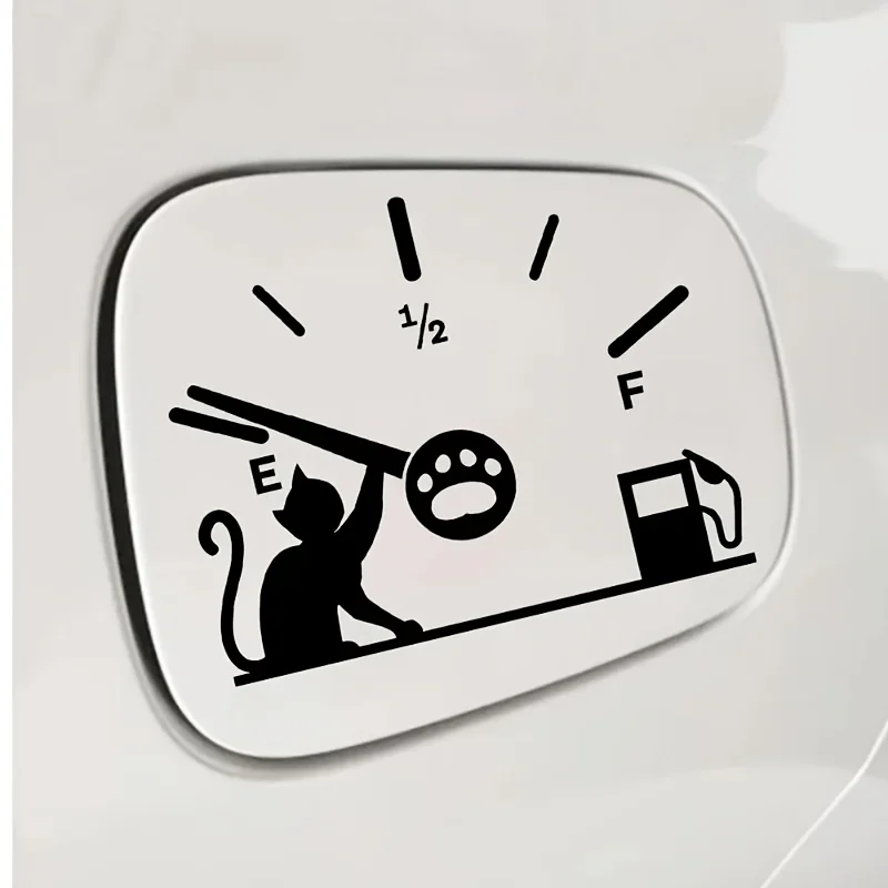Cute Cat and Dog Fuel Gauge Vinyl Sticker - Paw Print Waterproof, Sunproof Car Decal, Suitable for Gas Tank Cap, DIY Decoration