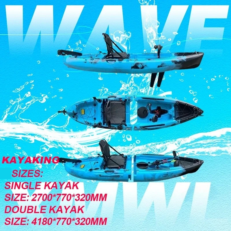 

Portable LLDPE Kayak with Split Hard Shell, Electric/Pedal-Driven Canoe for Solo/Tandem Lake/Sea Adventures, Modular Assembly