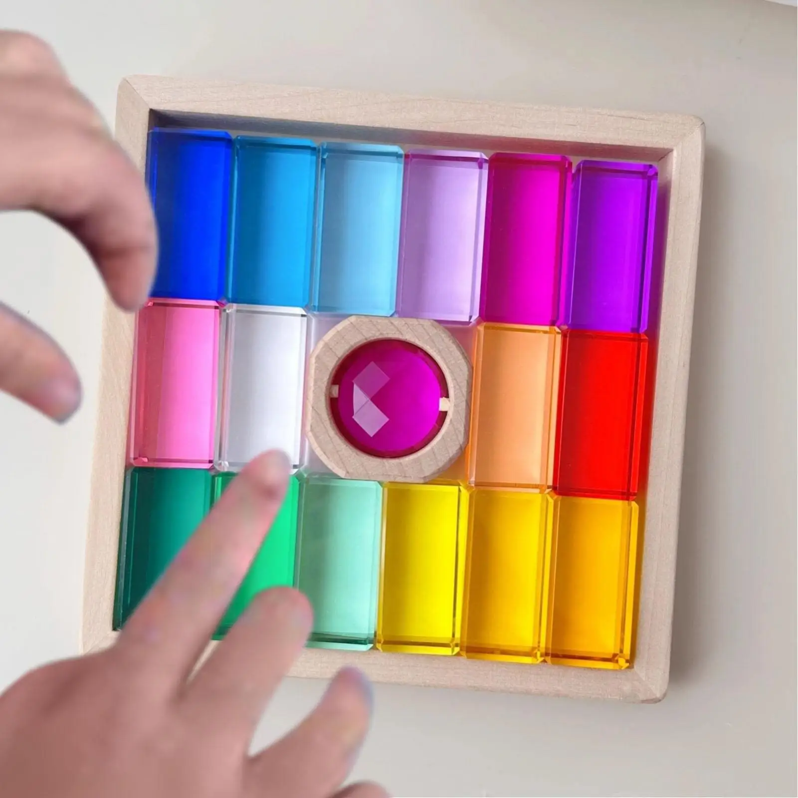 Blocos de construção acrílicos de arco-íris, cubos acrílicos de arco-íris, reconhecimento de cores, brinquedo de empilhamento colorido para presente, meninos, meninas, crianças