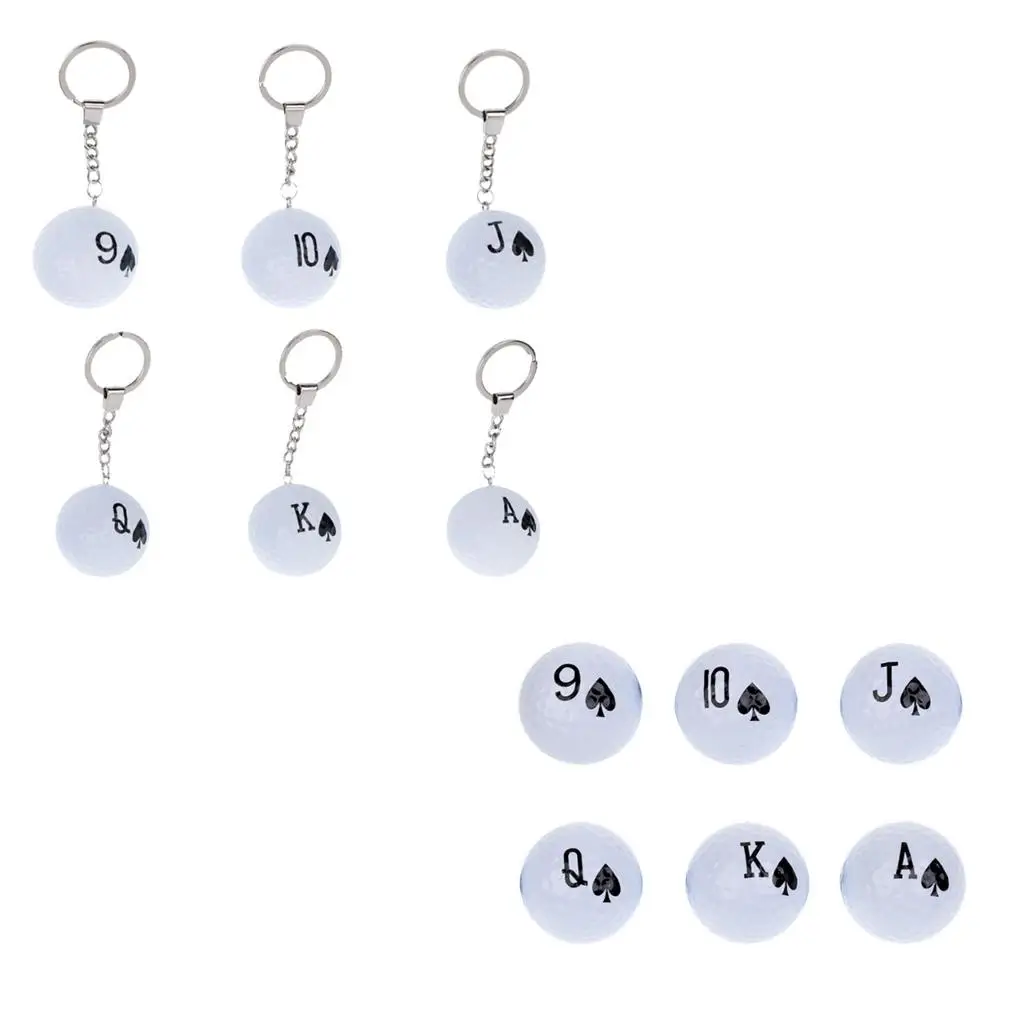 

6 Pieces Practice Poker Golf Balls Set or Golf Ball Keychain Keyring Gift