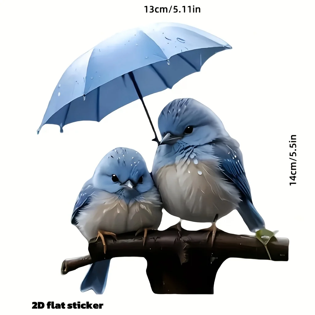 Bluebird Couple Umbrella Vinyl Sticker, Cartoon Self-Adhesive Disposable Decal for Car Truck Jeep Wall Fridge Laptop