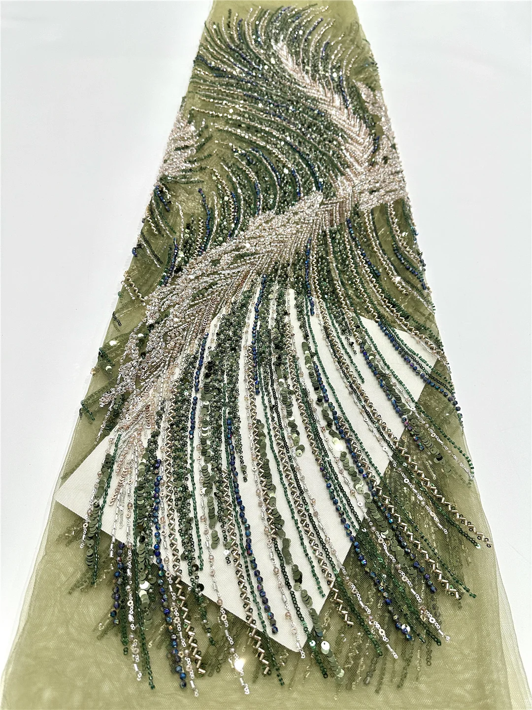 Sequins African Lace Fabric French Mesh Lace Fabric With Beads Nigerian Tulle Laces For Wedding Party Dress Sewing -SHIT