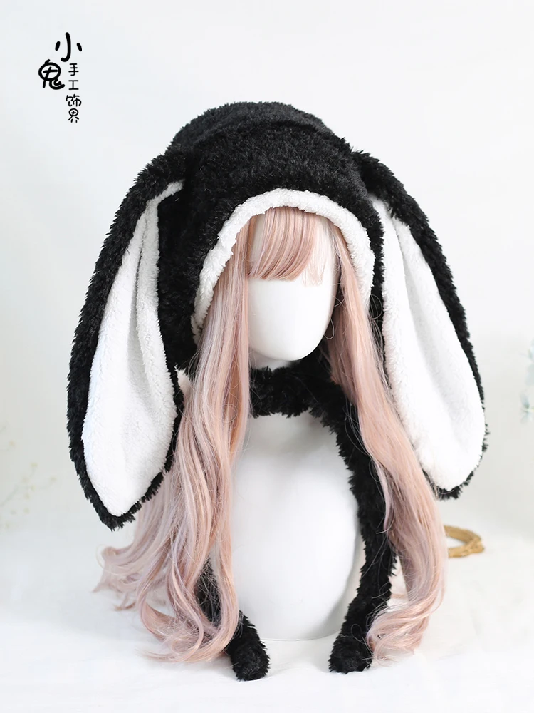 Lolita Sweet cute long rabbit ears cashmere cute Harajuku hat