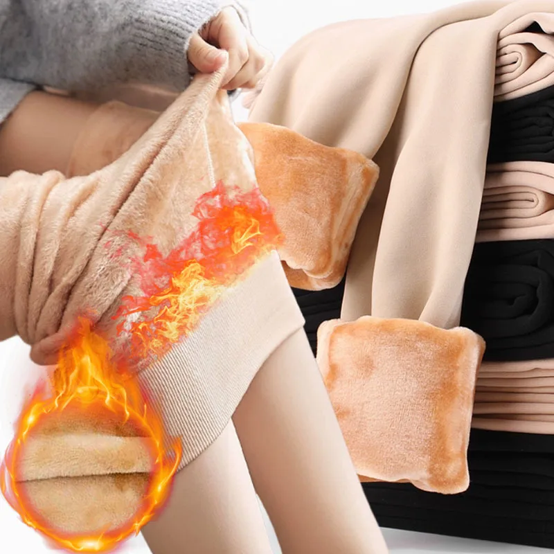 

Fleece Lined Tights Women Winter Thermal Leggings Polar Skin Black Opaque Stockings Thick Warm Pantyhose Colorful Leg Warmers