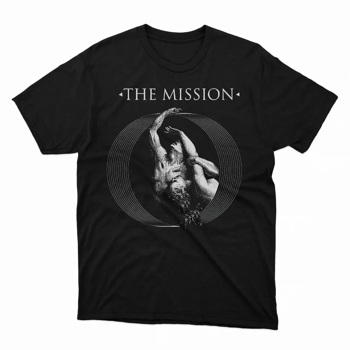 

Vtg The Mission Band Tour Концертная хлопковая черная футболка унисекс в полный размер AA253