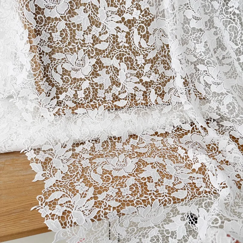 Exquisite Water Soluble Lace Fabric 130cm Wide for Wedding Dress and High-end Dress Accessories