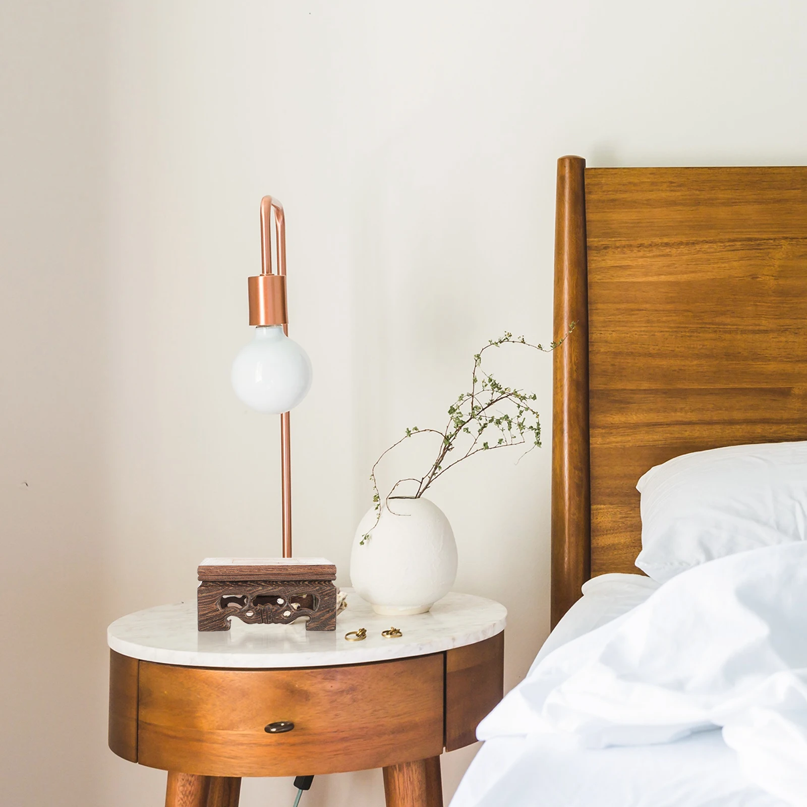 1Pcs Wooden Buddha Base Display Stand for Jade Craft Teapot Holder Home Decorative Storage Rack Wood Display Base