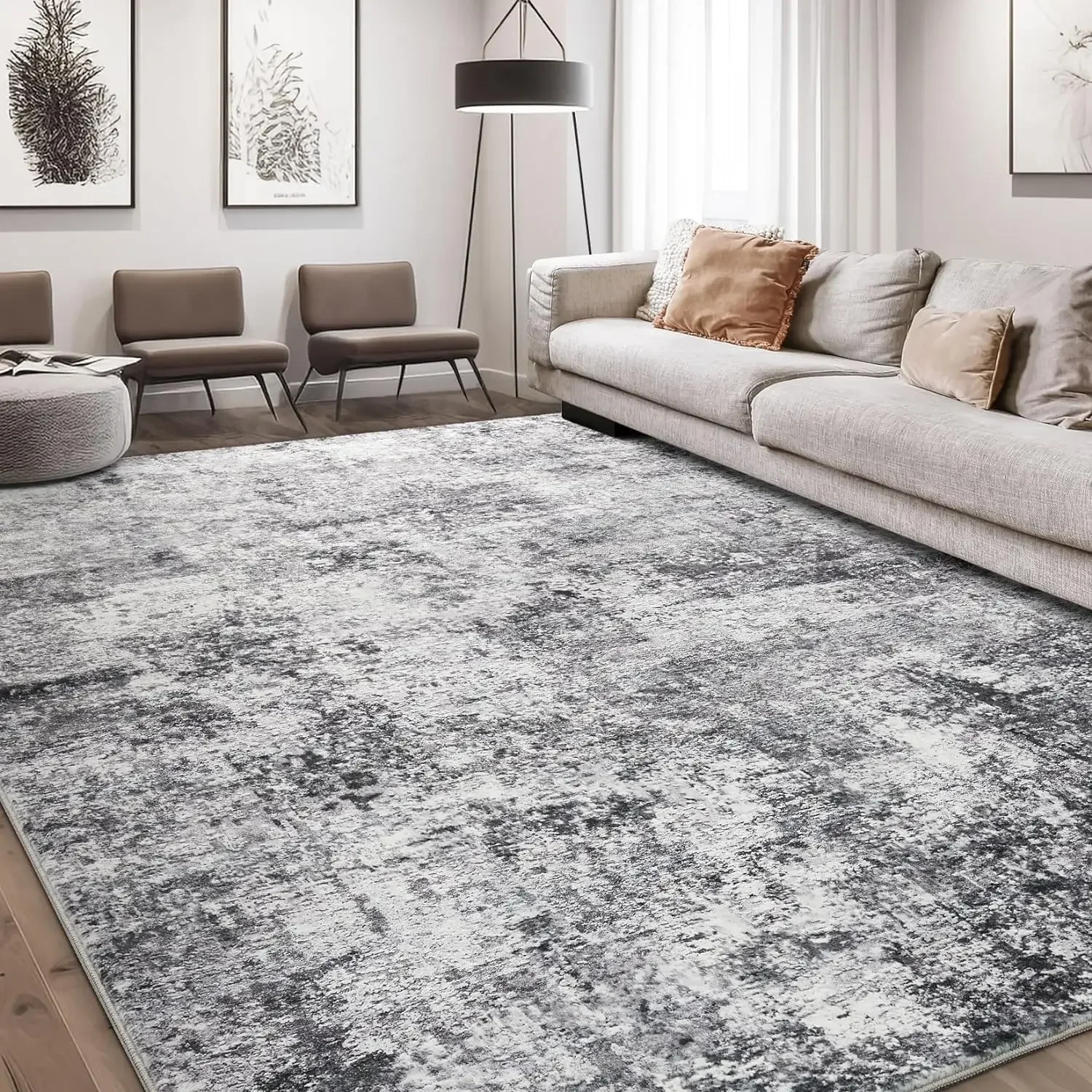 

Furniture suppliesArea Rug Living Room Rugs - 6x9 Large Soft Indoor Neutral Modern Abstract Low Pile Washable Rug Carpet for Bed