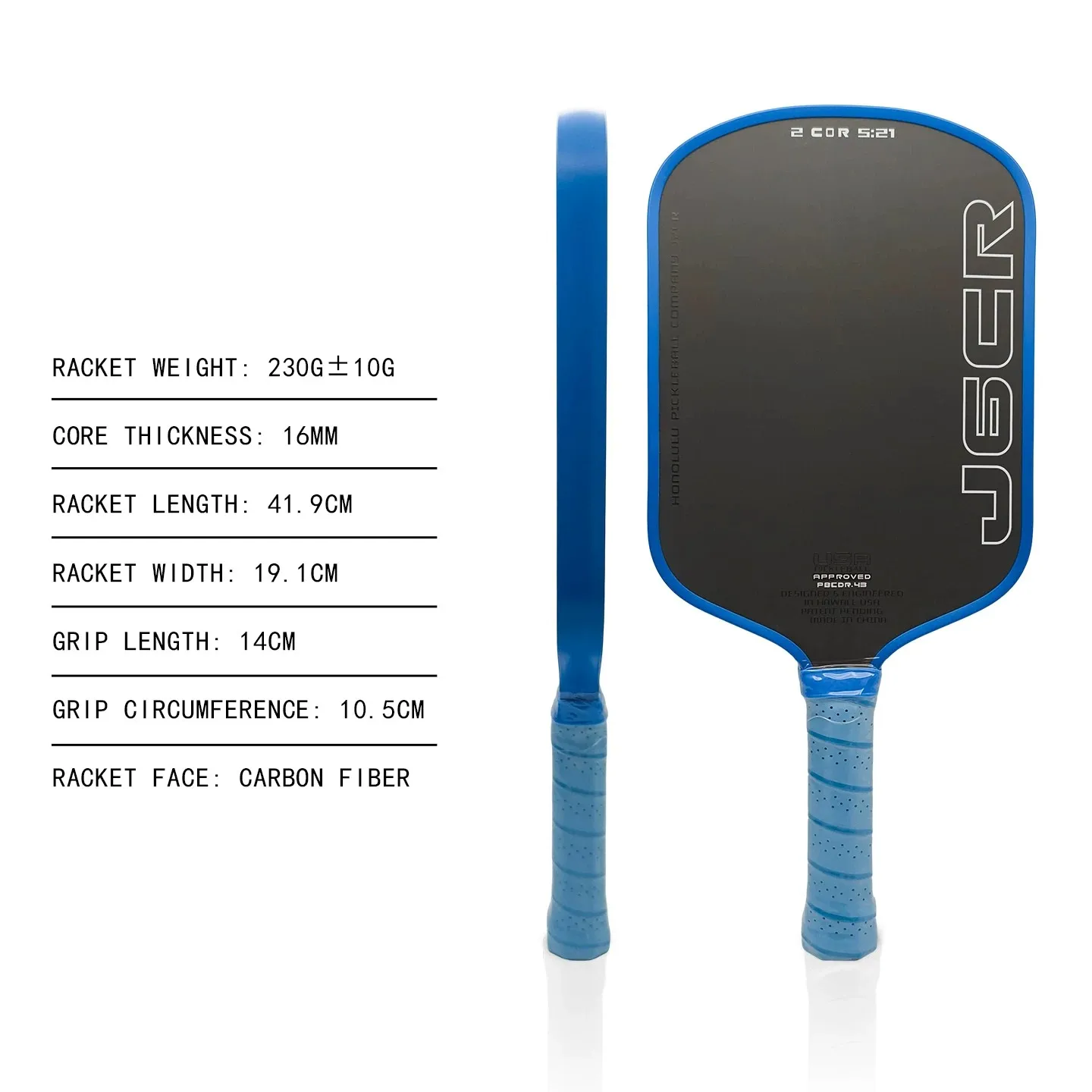 Hot Selling 16mm Durable Lightweight J6CR Dynamic Power Rebound Technology 100% Foam Core CFC Carbon Fiber Pickleball Paddle