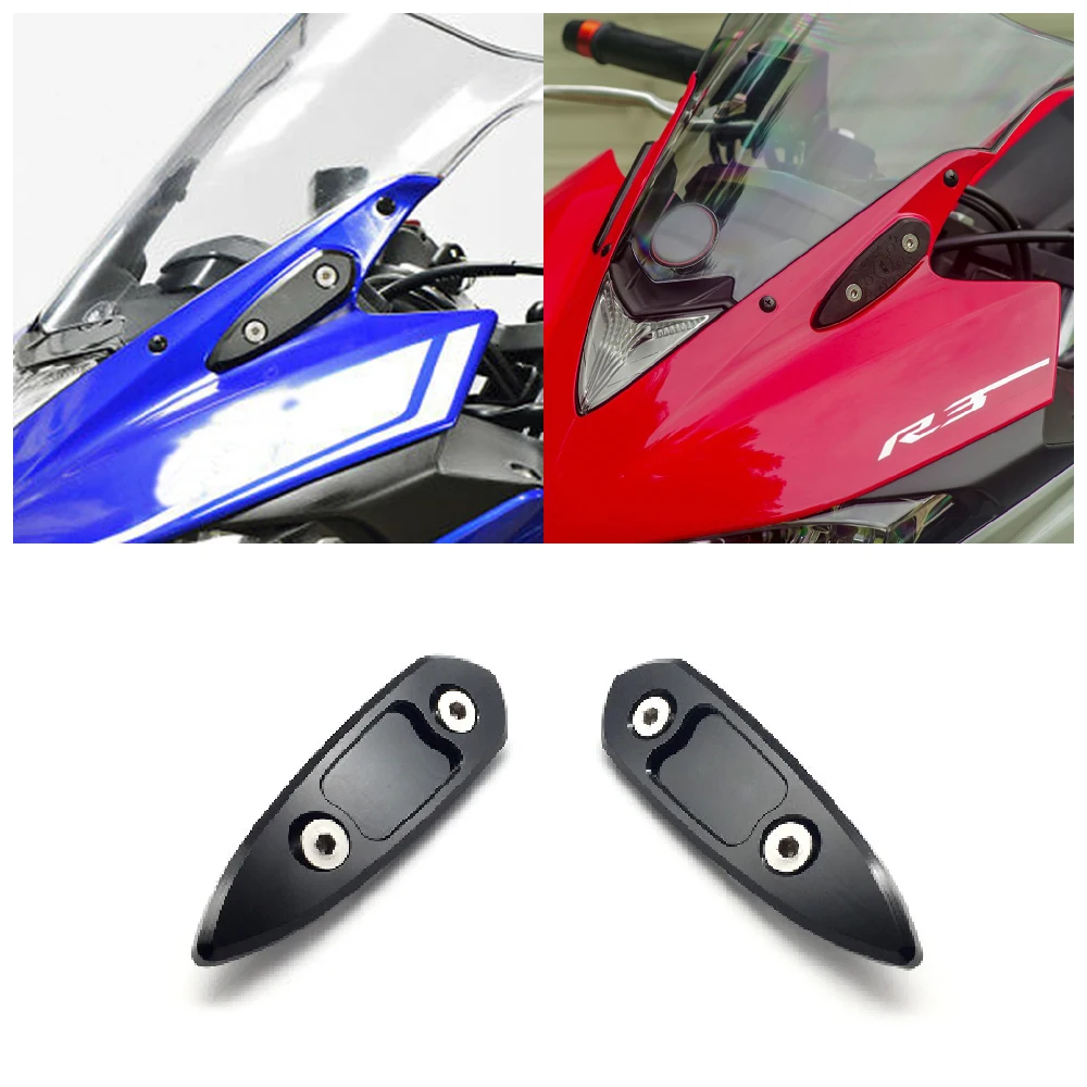 Fits for Yamaha YZF R3 R25 ABS YZFR3 YZF-R3 YZF-R25 2015-2018 Motorcycle Mirror Block Off Plates Mirrors Blanking Base Hole Caps