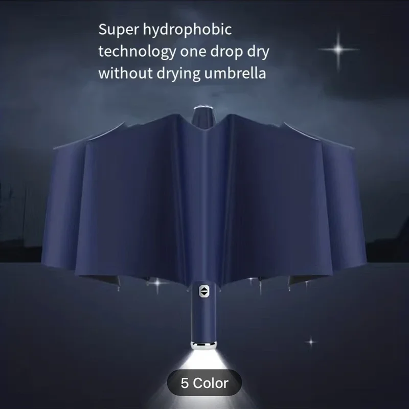 مظلة مصباح يدوي LED متعددة الوظائف أوتوماتيكية مقاومة للرياح للحماية من الشمس مظلة قابلة للطي مع ضوء ليلي للسفر في الهواء الطلق