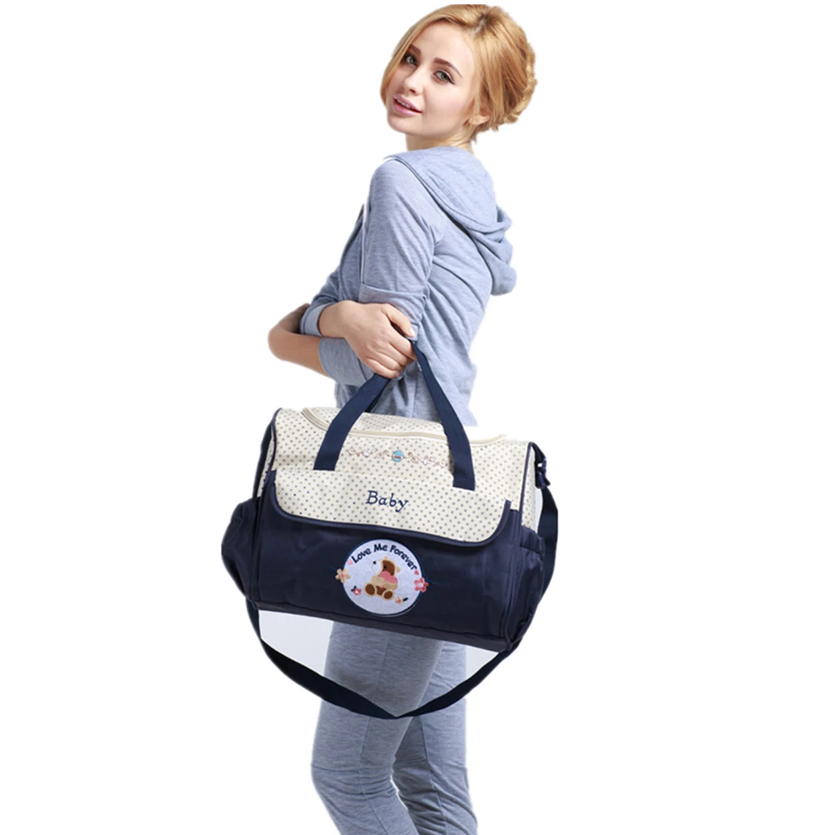 New Outgoing Fashion Embroidered High end One Shoulder Mommy Bag Multi functional Large Capacity Handheld Diagonal Diaper Bag