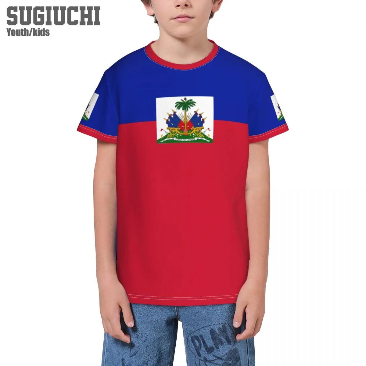 Custom Name Number Haiti Flag Emblem 3D T-shirts For Kids Youth Boy/Girl Tees Soccer Football Fans Gift T shirt