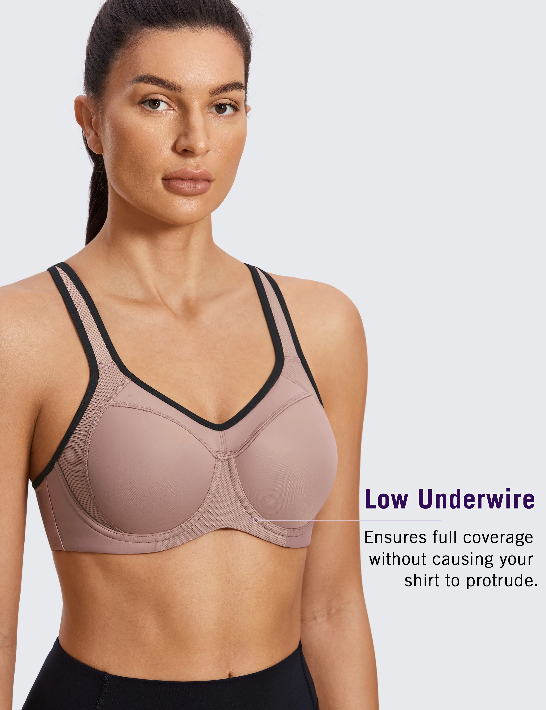 حمالة صدر رياضية للنساء مقاومة للصدمات، دعم كامل، ظهر متسابق عالي التأثير، مبطن بخفيف، حمالات صدر داخلية #6