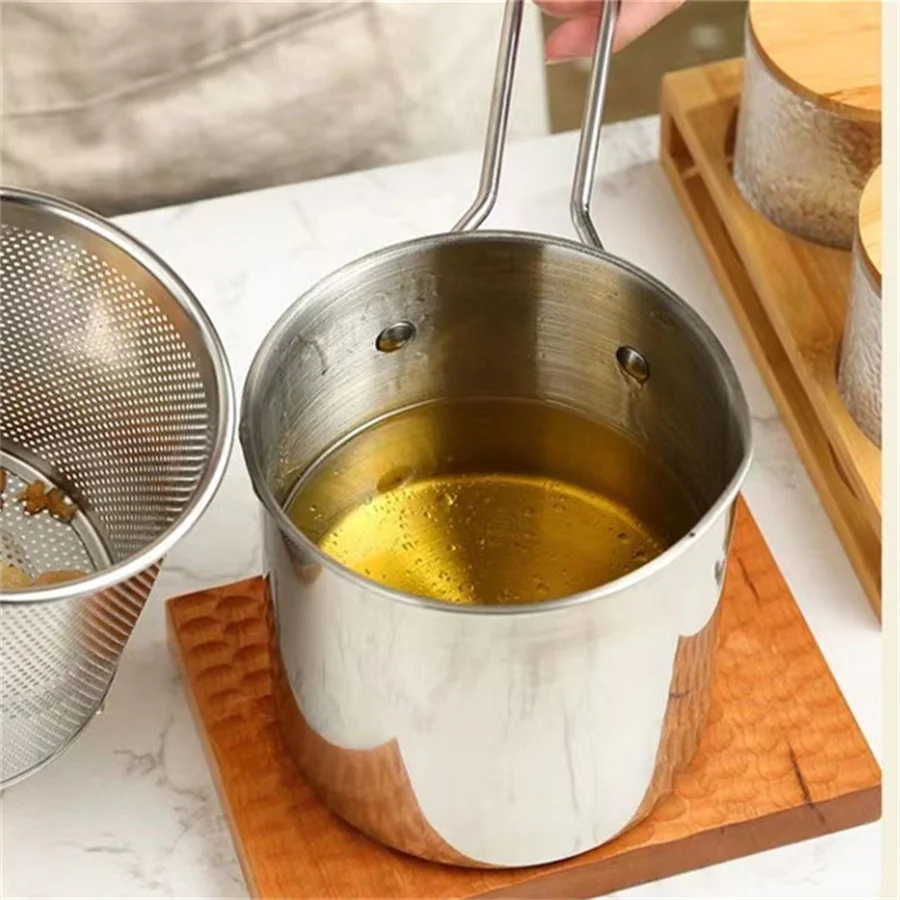Stainless Steel Deep Fryer With Frying Basket Multifunctional Small Pot Kitchen Specific Frying Chicken And Other Cooking Tools