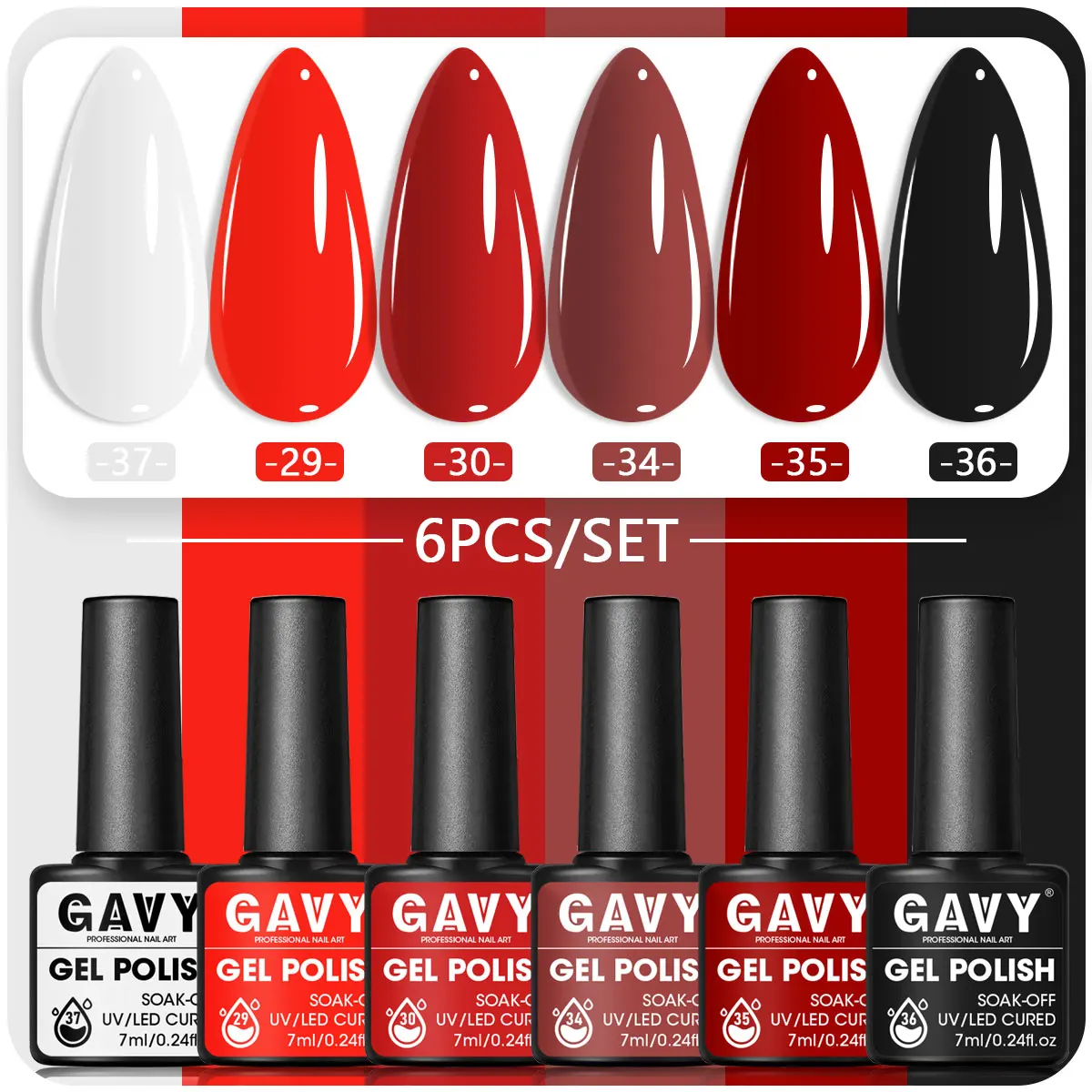 GAVY 6PCS 매니큐어 젤 세트 - 7ml, 다양한 생생한 색상, DIY 및 네일 살롱, 네일 살롱 아트에 적합 |   부드러운 질감