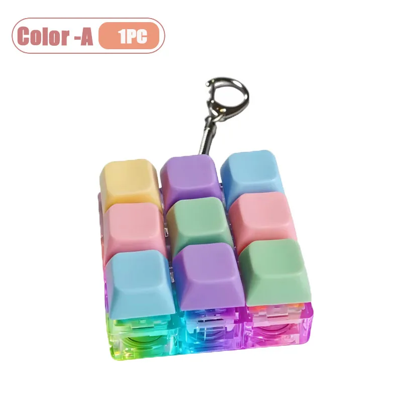 Mechanischer Tastatur-Schalter-Tester Schlüsselanhänger Fidget mit LED-Licht DIY Tastenkappen Stressabbau Clicker für Büro Schreibtisch Angstlinderung Geschenk