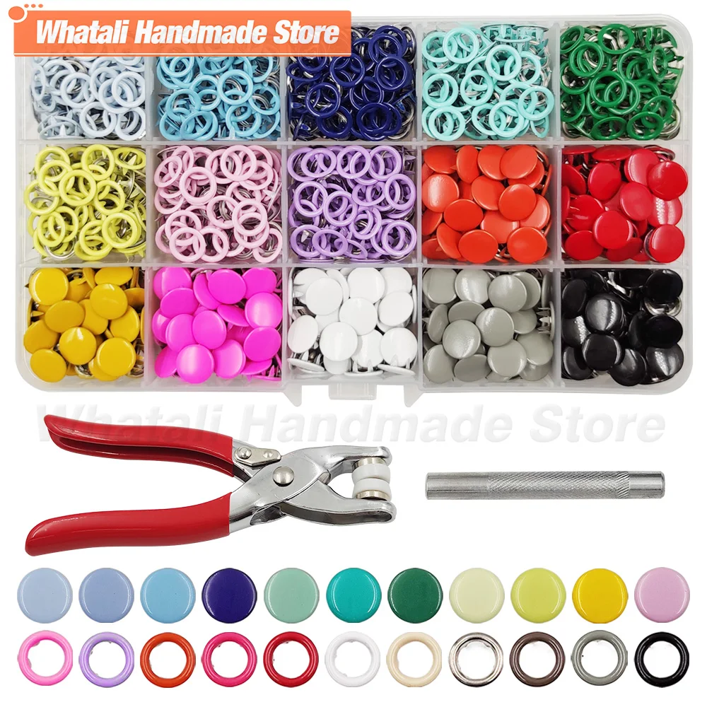 9.5mm Metal Prong Snap Fasteners With Pliers Tool Kits Button Hollow/Solid Press Button Studs For Sewing Clothes Garment Bags