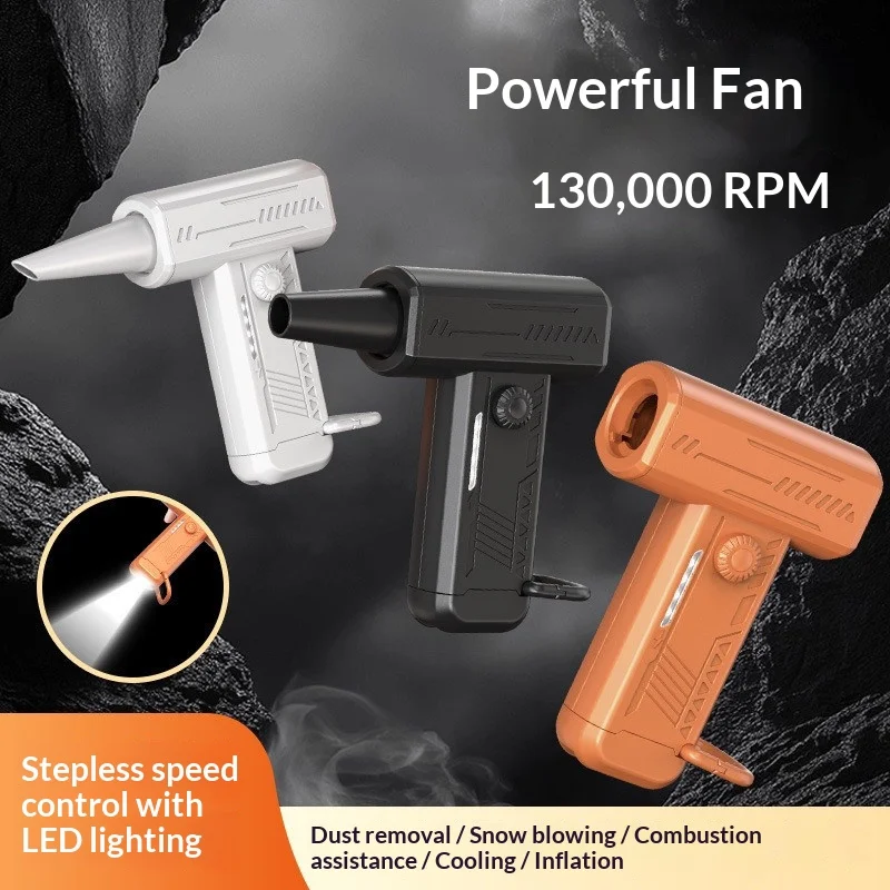 Portable Brushless Mini Air Duster 130000RPM High Power Dust Remover Cooling Fan With LED Light For RC Model Cleaning Maintenanc