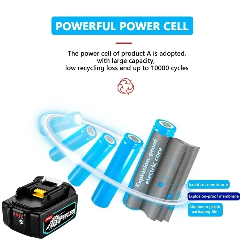 NEW Original Makita 18V 6000mAh Rechargeable Power Tools Battery With LED 18650 Li-ion Replacement LXT BL1860B BL1860 BL1850