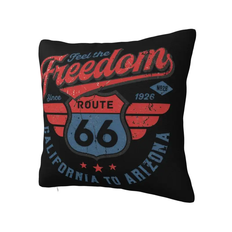 Feel The Freedom Route 66 Cushion Cover 40x40 cm Polyester Soft Throw Pillow Case For Sofa Car Living Room Decoration Pillowslip