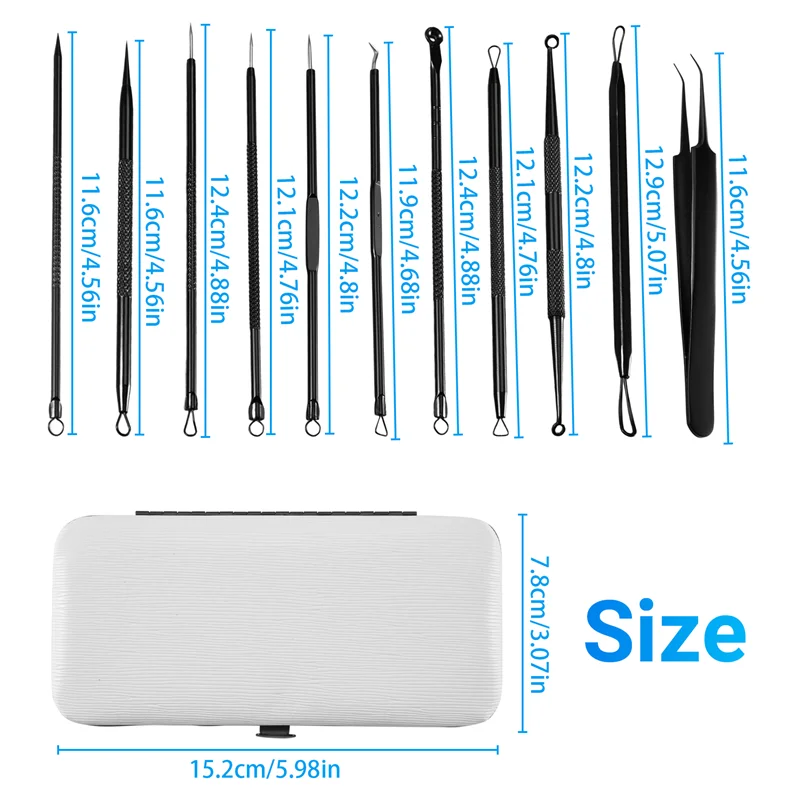 A38T-mee-eter verwijderaar puistje popper tool kit 11-delig, puistje extractor tool, acne kit voor mee-eter