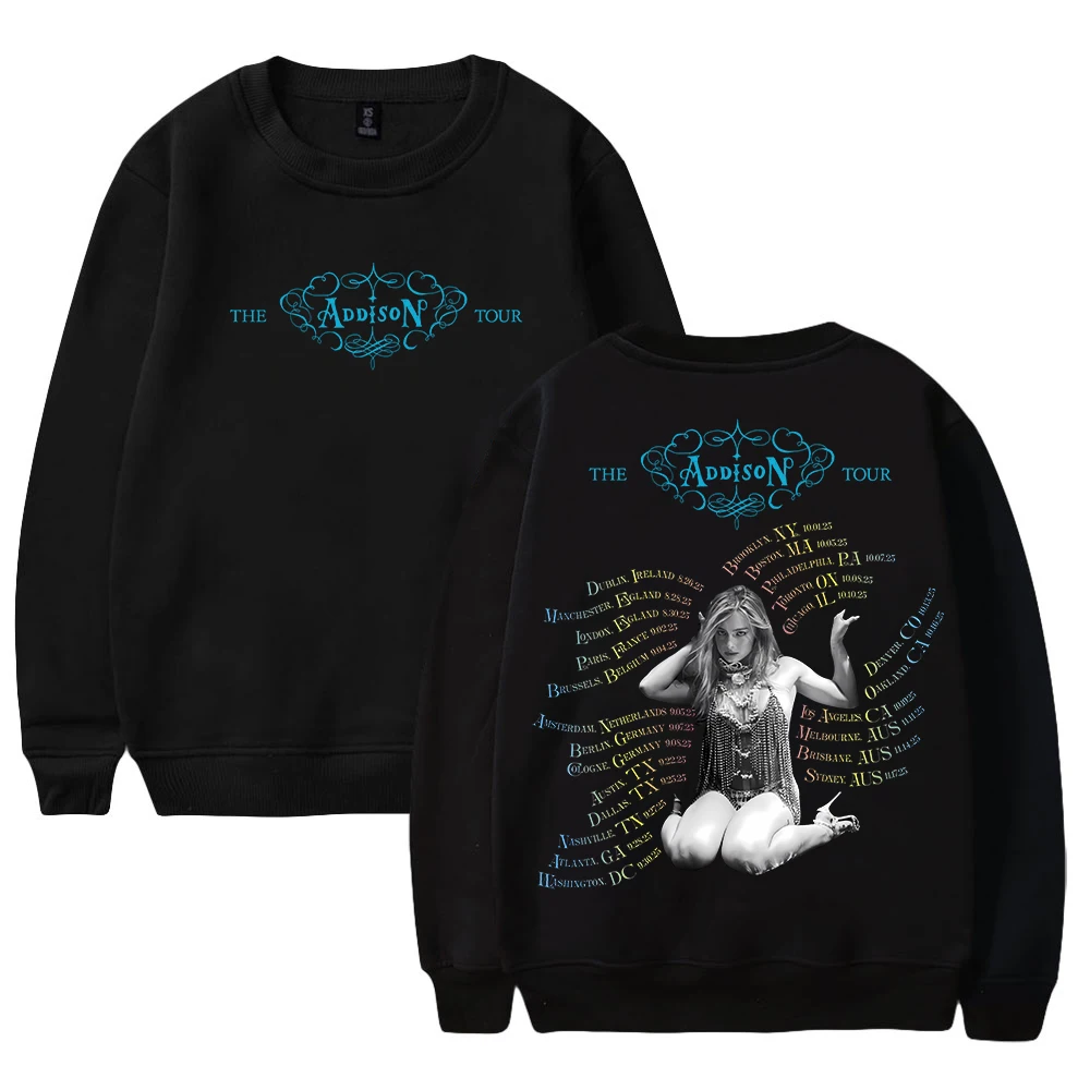 GF Addison Rae 2025 The Addison Tour Merch Crewneck كم طويل ملابس الشارع الشهير الرجال النساء البلوز البلوز موضة الملابس #1