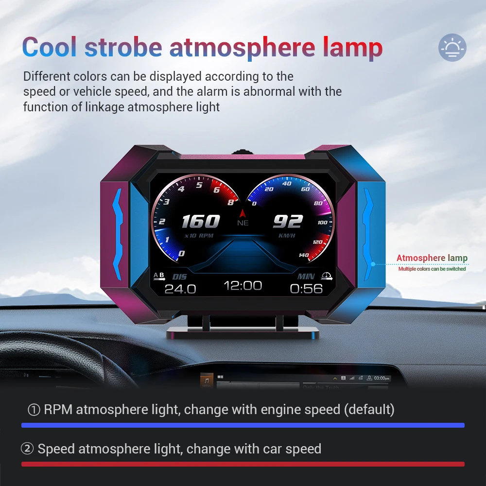 Mehrere Ausführungen Auto-Head-Up-Display OBD2 Intelligenter Digitaler Armaturenbrett-Bordcomputer mit Geschwindigkeitswarnung und Ermüdungserinnerung – Detail 3