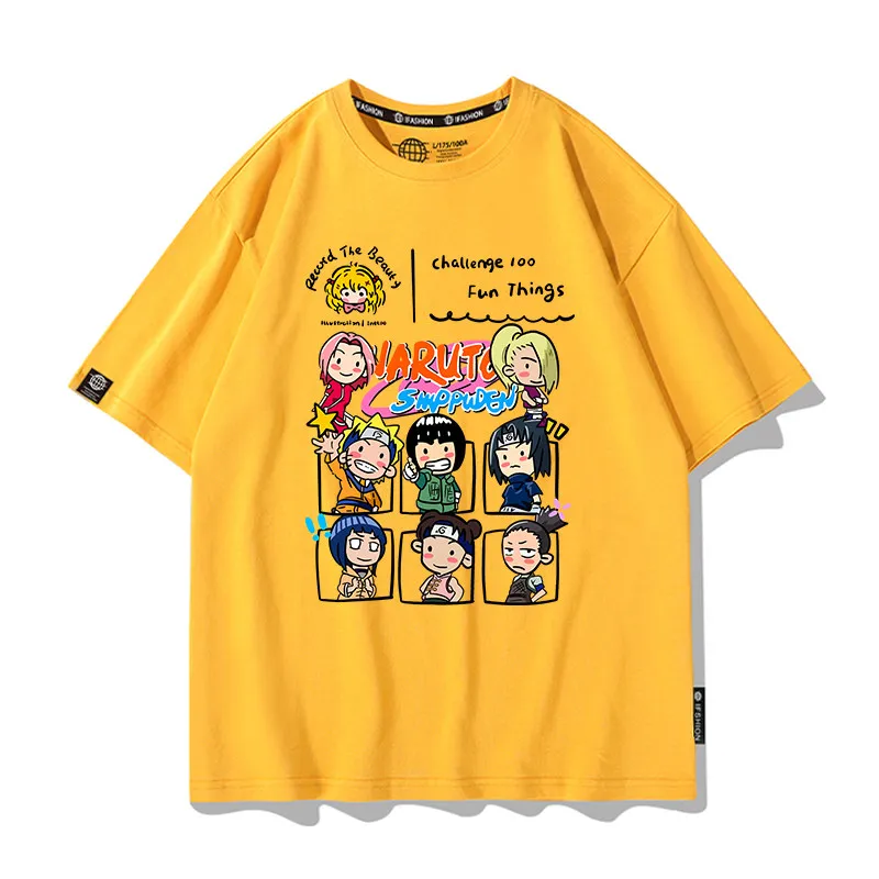 Naruto Children's Short Sleeved T-shirt Summer T-shirt Anime Naruto Sasuke Kakashi Clothes Parent-child Outfit