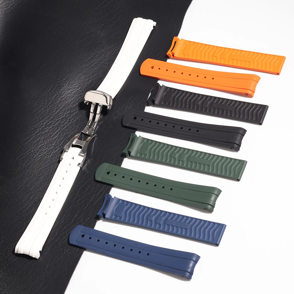 1:1 استنساخ صالح ل 42 مللي متر الهاتفي أوميغا ساماستر 300 FKM حزام ساعة مطاطي خيارات مرنة منحني نهاية حزام (استيك) ساعة مع صندوق هدية