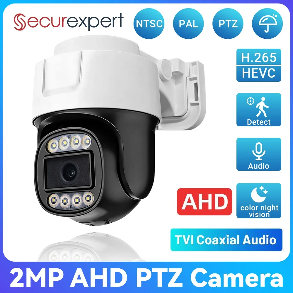 Securexpert Outdoor 2MP AHD PTZ Camera Full Color Night Vision Coax BNC Audio UTC Control TVI CVI 3 in 1 Analog Security Cameras