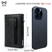 Magnetic Credit Card Holder Luxury Men Wallet Rfid Blocking Pop Up Minimalist Wallet Leather Bank Cardholder Case Vallet for Men 3