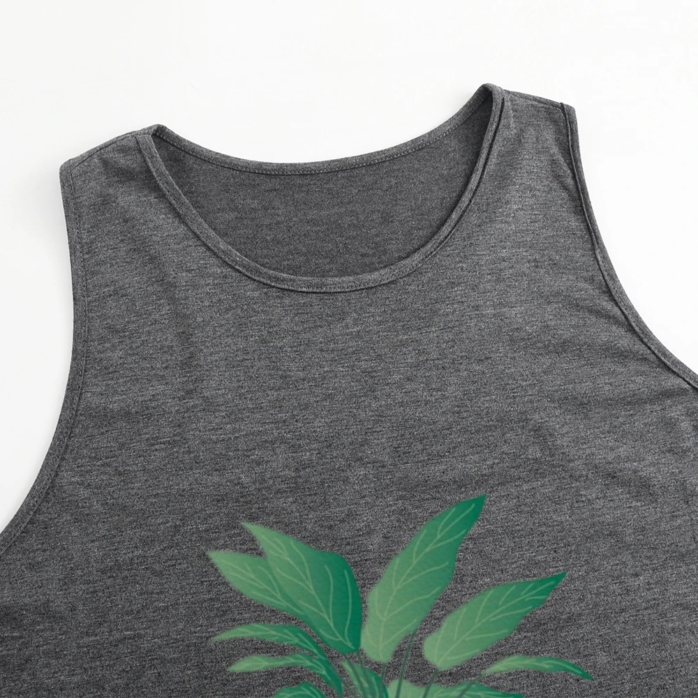 تانك الأعلى المرأة فضفاضة بلا أكمام العصرية الصيف عارضة الكرتون بوعاء الأعشاب مع النباتات والكتب طباعة الأزياء كل - مباراة اليومية أعلى