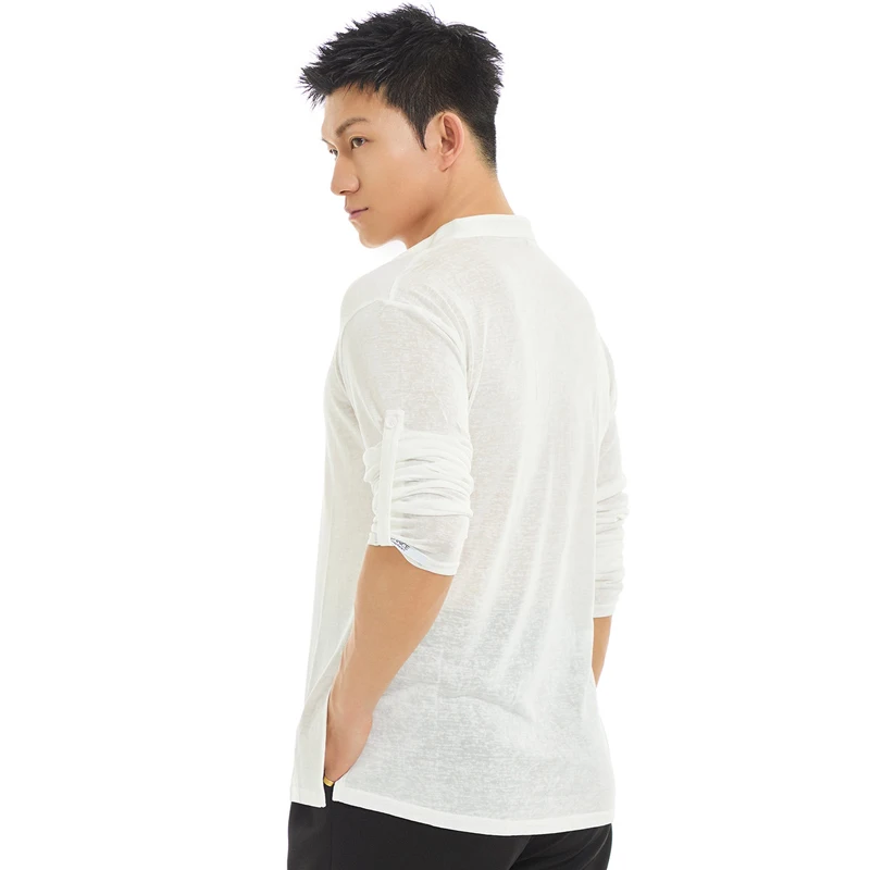 성인 룸바 볼룸 댄스 탑 남성 긴 소매 현대 댄스 탑 남성 라틴 댄스 셔츠 무대 공연 착용 SL13699