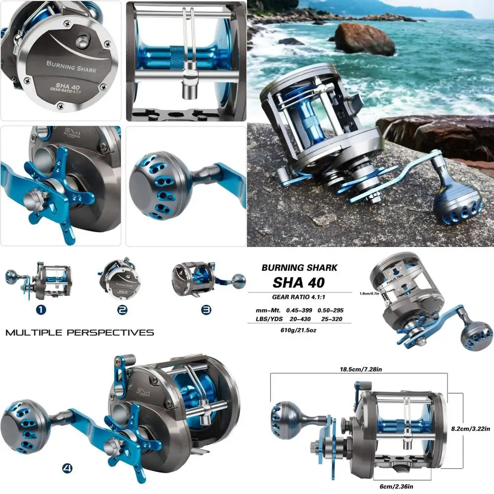 

Trolling Reel Saltwater Level Wind Reels, Drag Reels Boat Fishing Ocean Fishing for Sea Bass Grouper Salmon