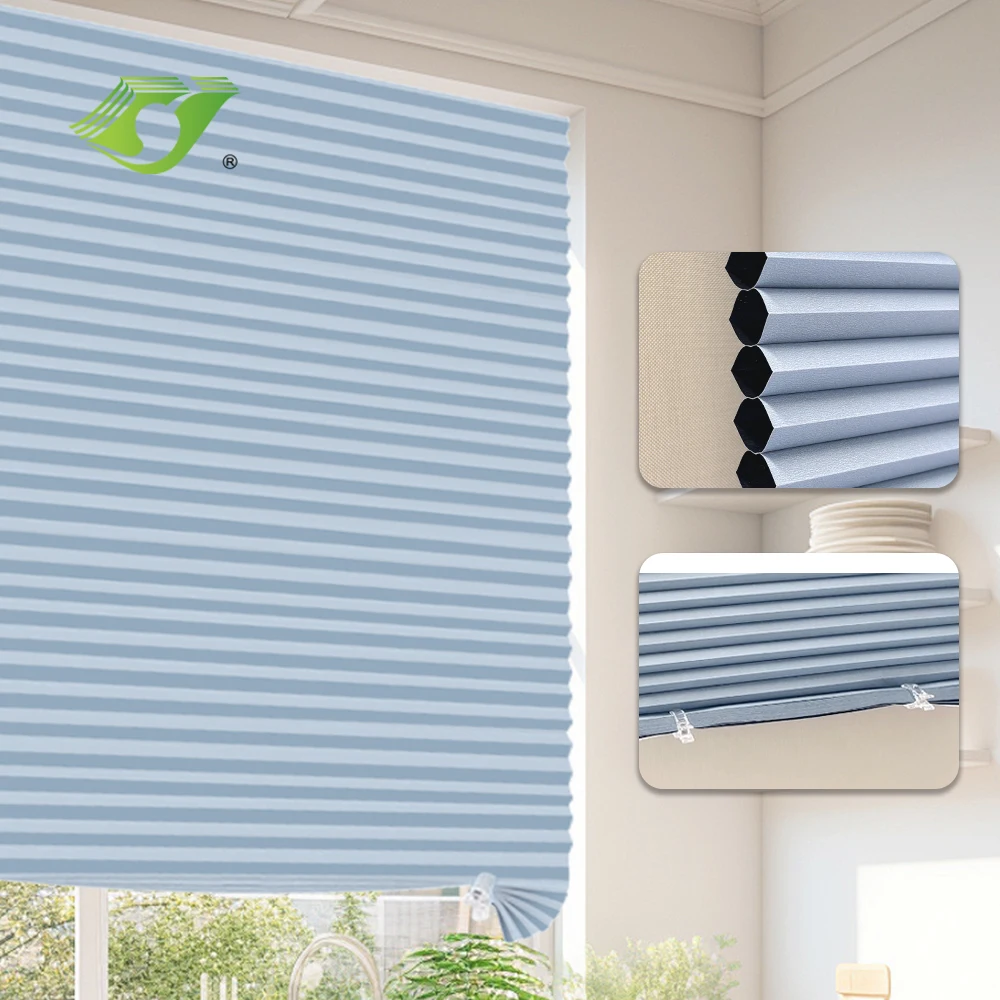 No Drilling Honeycomb Blinds for Window Shade Sunscreen Light Filtering Fabric Easy to Install Self-adhesive Honeycomb Blinds