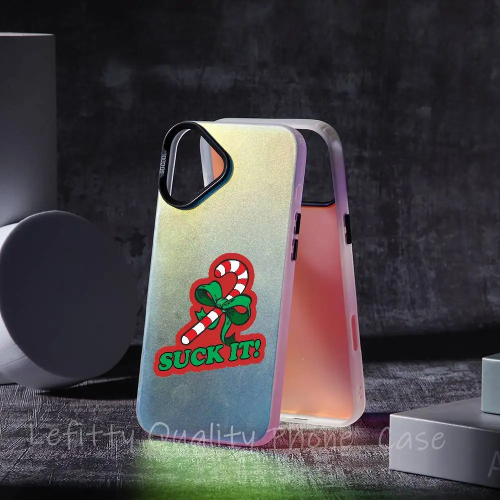 Engraçado presentes de natal caso de telefone para iphone 16 15 14 13 12 11 pro max fosco aurora multicolorido laser metálico gradiente funda