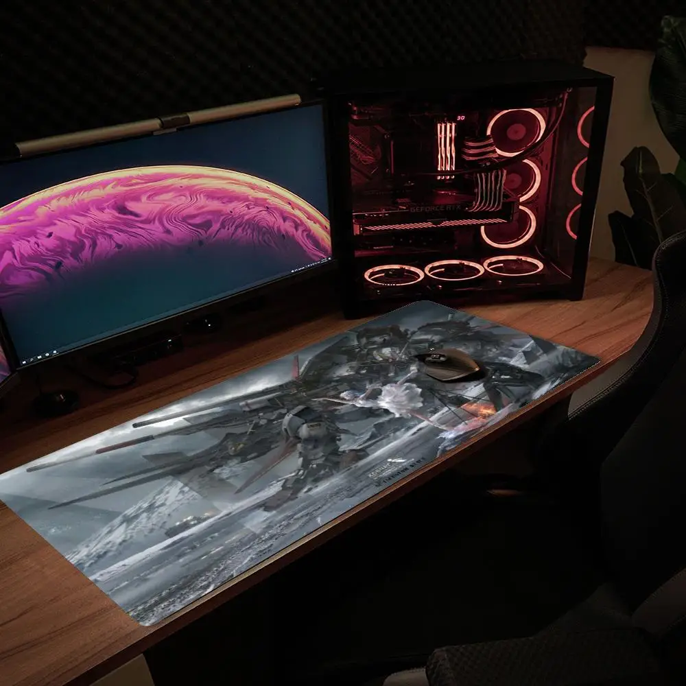 Dark Industrial Mecha Battle Art Print XXL Large Mouse Pad Non Slip Desk Mat For Gaming Working Office PC Keyboard Desktop Decor