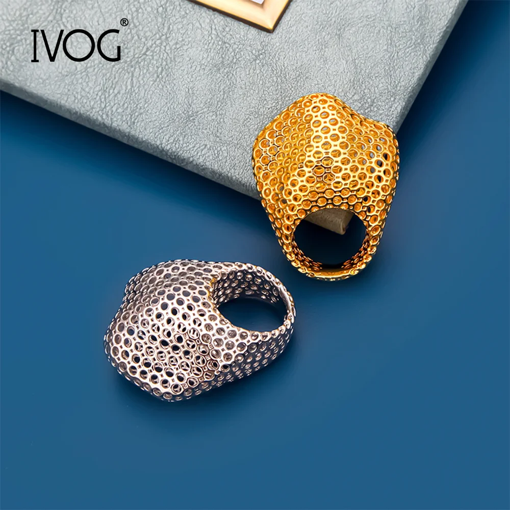 Women'S Fashion Website - IVOG Large Crown Shape Rings Hollow
