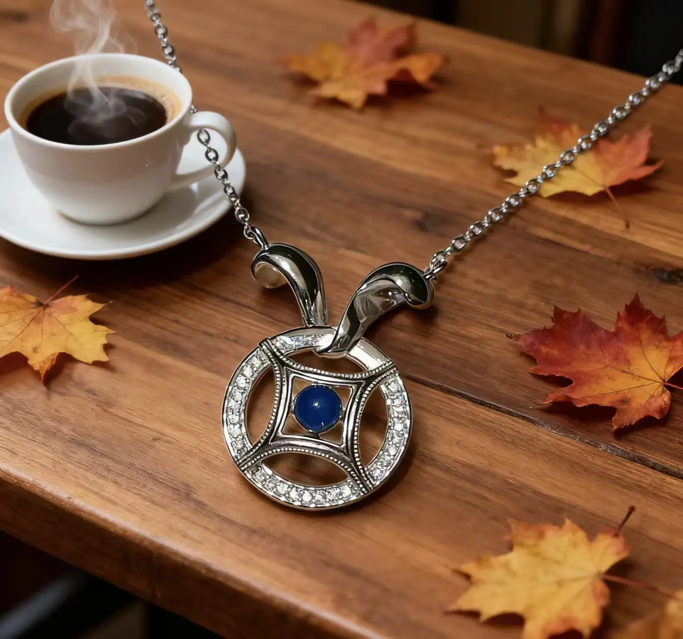 قلادة بتصميم أذن أرنب لطيفة من الفضة عيار 925 مع زركونيا وقلب كهرماني أزرق 4 مم هدية حب للزوجة هدية عيد الحب #5