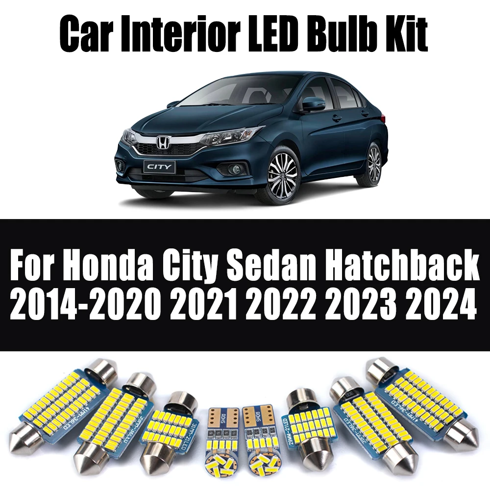 Canbus Vehicle LED Interior Map Dome Trunk Reading Light Kit For Honda City Sedan Hatchback 2014- 2023 2024 License Plate Bulb