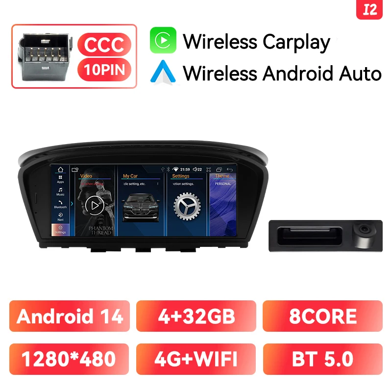 XONRICH Draadloze CarPlay Andorid 14 Autoradio Voor BMW 5 Serie E60 E61 E63 E64 E90 E91 E92 CCC CIC Multimedia GPS 4G Wifi Navi