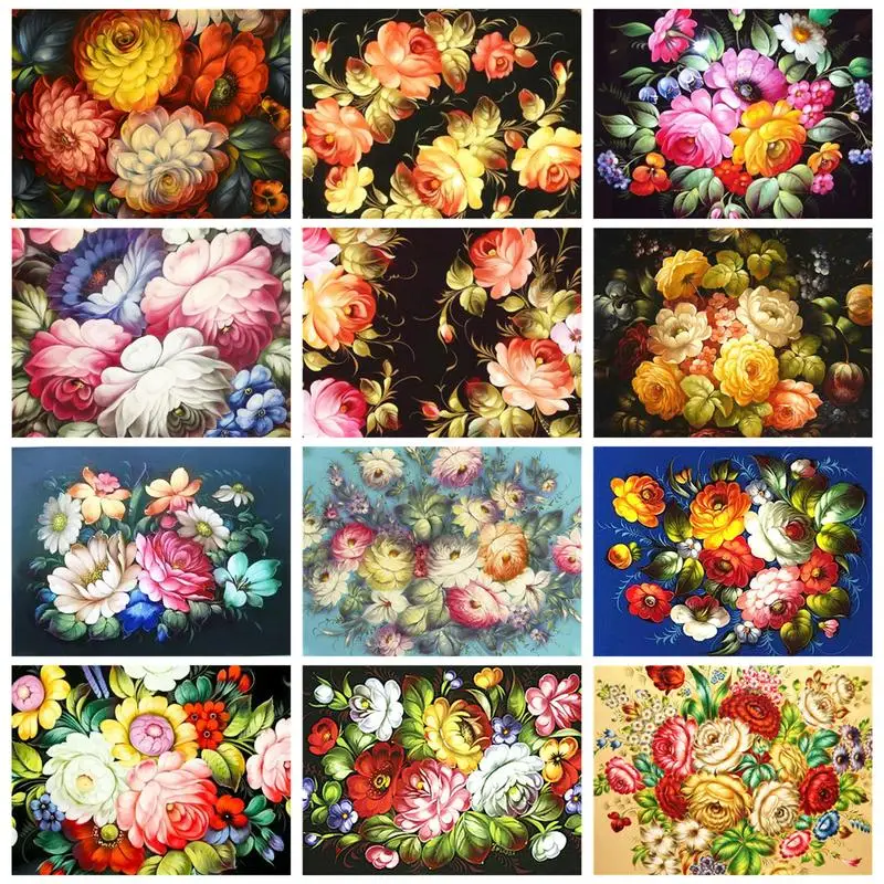 

RUOPOTY 5d Diamond Painting Bright Flower Embroidery Sale Pictures Of Rhinestones Mosaic Creative Hobbies