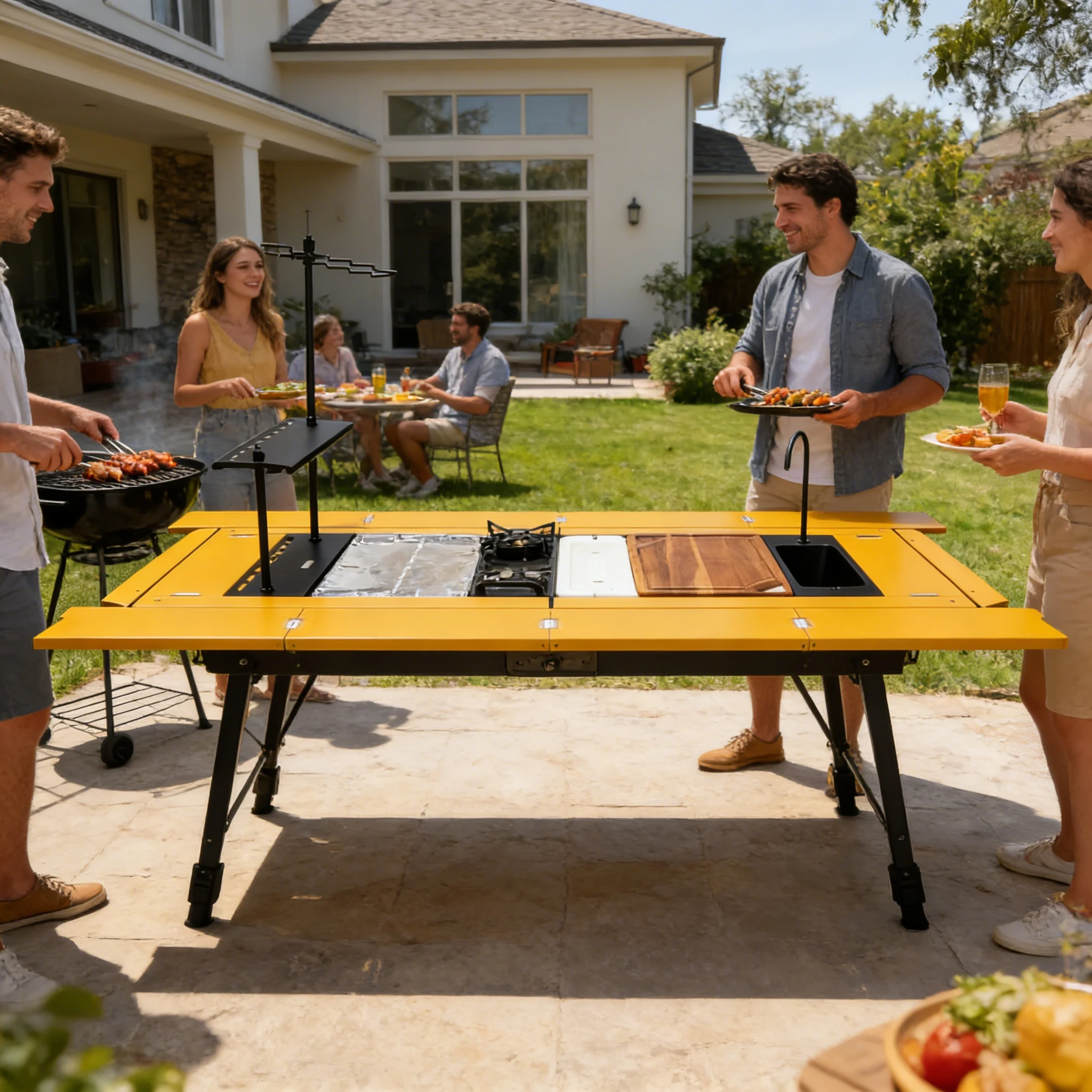 โต๊ะจัดเลี้ยงแบบพับได้ เก้าอี้ - Outdoor Camping Table And Chairs บทวิจารณ์และราคา